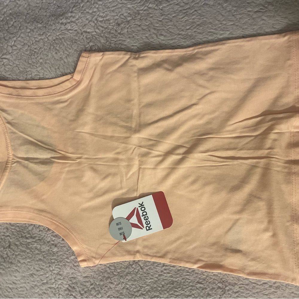 Reebok Light Peach Tee with Pink Logo
